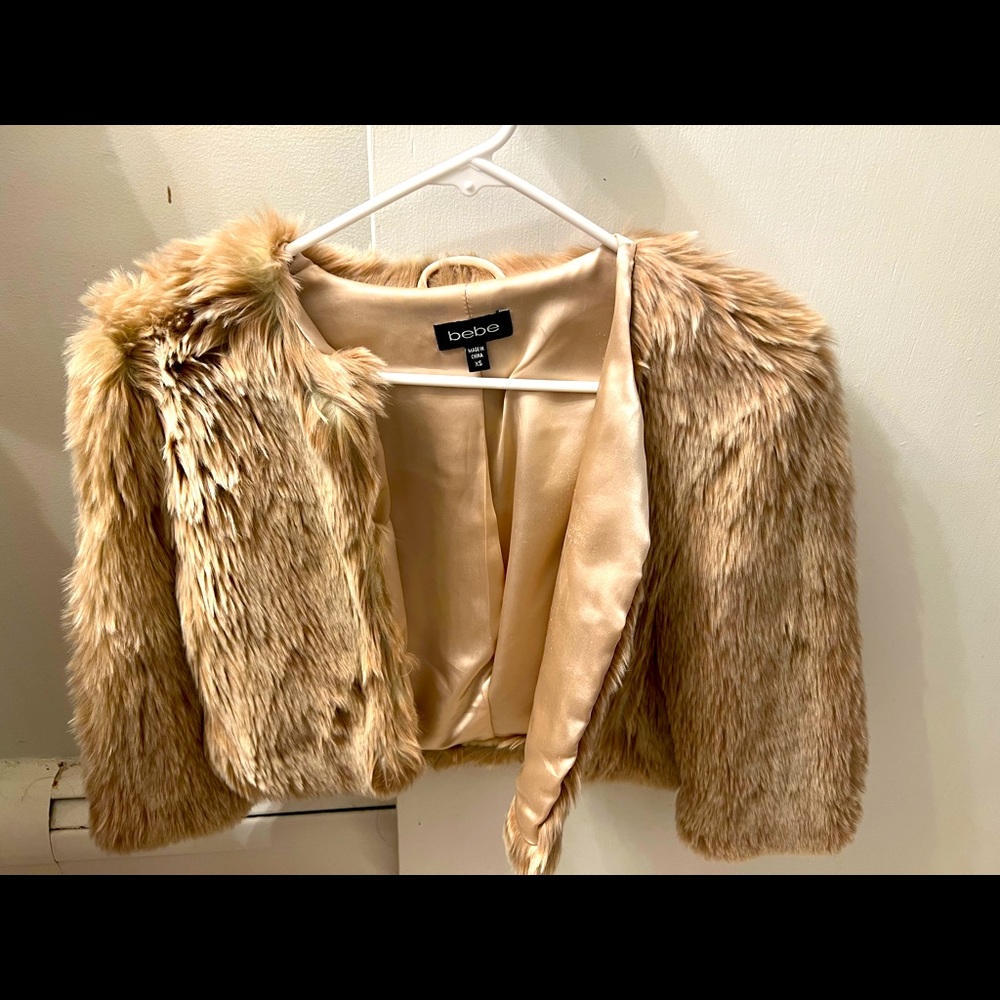 Chic faux fur jacket by BEBE..